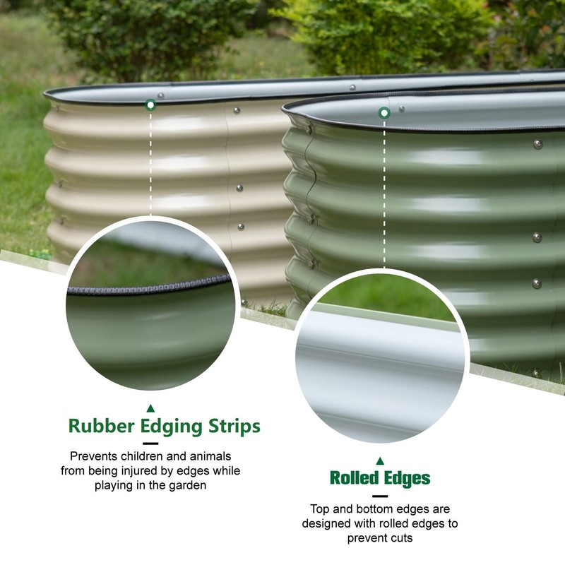 MFSTUDIO Galvanized Raised Garden Bed Kit Outdoor Planter Raised Beds