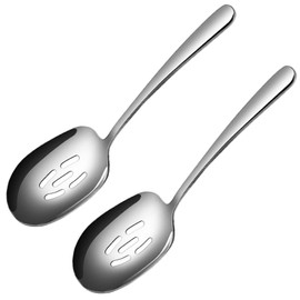 MIUPOO Premium Stainless Steel Large Slotted Serving Spoon,Serving Spoons Set for Buffet Party Banquet Cooking Kitchen,Perforated Spoon,2 Pieces 25cm