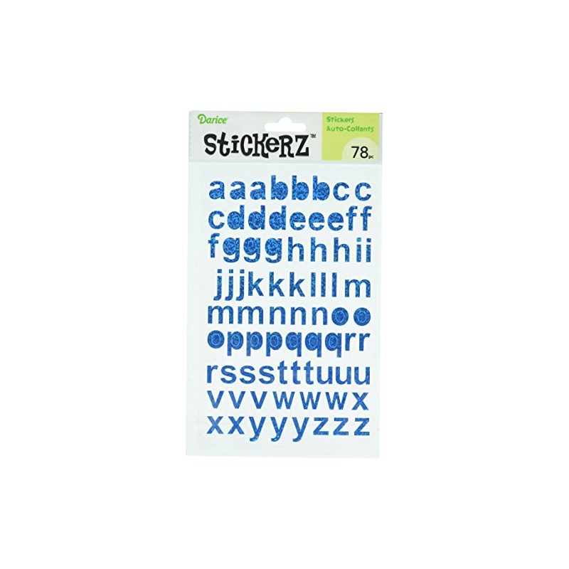 Stickerz 1214-05 Alphabet Blue Glitter Holo Lower Case, 5x8