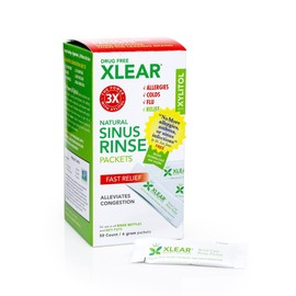 Xlear Xlear Nasal Rinse Refill Packets, Natural Saline Neti Pot Sinus Rinse with Xylitol, Fast Sinus Pressure and Congestion Relief, 50 Packets (Pack of 4)