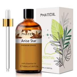 Anise Star 3.38fl.oz Essential Oil, PHATOIL Pure Aromatherapy Oils for Diffuser, Humidifier, Perfect for DIY Soap, Candle, Bath Bombs Making(100ml)
