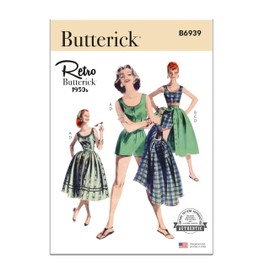 Butterick Misses' 1950's Vintage Playsuit, Midriff Blouse, Shorts and Skirt Sewing Pattern Kit, Design Code B6939, Sizes 6-8-10-12-14