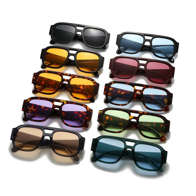 YAMEIZE Retro Style Double Bridge Pilot - Sunglasses for Women