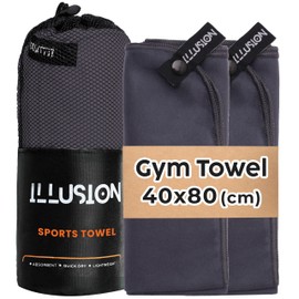 illusion Small Microfibre Gym Towel for Active Sports (40x80cm) - Lightweight Quick Dry Towel - Ideal for Cardio, Cycling, Strength Training, Yoga, and Running, Perfect for Athletes Training Outdoors