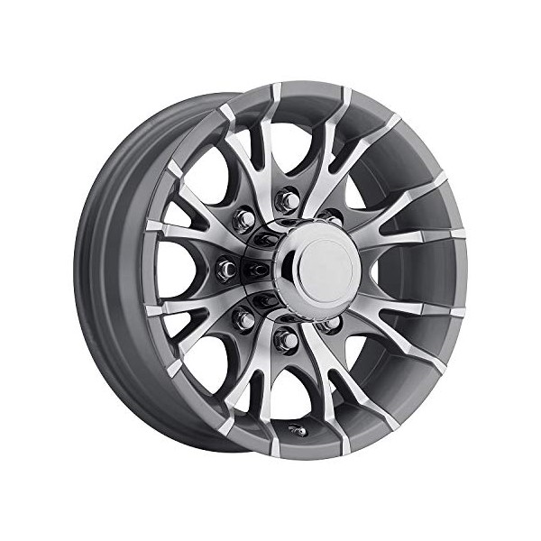 16x6 Gray Machined Viper T07 Trailer Wheel, 8 Lug, 3750