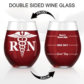 Perfectinsoy RN Registered Nurse Wine Glass, Funny Stemless Wine Glass Gifts for RN Nurse, Registered Nurse Gifts for Women Men, Graduation Gifts for Nurse Student, Nurses Week Birthday Gifts for RN