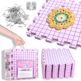 AnoleAir 9 PCS Blocking Mats for Knitting, Blocking Mats for Crochet Projects, Extra Thick Knitting Blocking Mats with 150 T-Pins and Storage Bag, Crochet Blocking Board for Crocheting