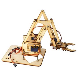 4 DOF Wooden Robot Mechanical Arm with SG90 Servo - DIY Science Experiment Kit for Arduino Raspberry Pi SNAM1500, Industrial Robotics and Accessories
