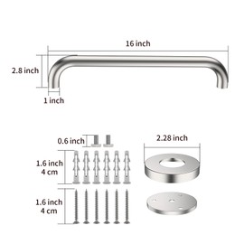2 Pack 16 Inch Shower Grab Bar Satin Brushed Nickel, ZUEXT Stainless Steel Safety Grab Bar Handle, Bathroom Balance Bar, Safety Hand Rail Support - Handicap, Elderly, Injury, Senior Assist Bath Handle