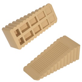HOMOTEK 2 Pack Wedge Rubber Door Stops - Non-Slip Stoppers for Door Gaps 5-23mm, Wall & Floor Protector for Bottom of Door, Khaki