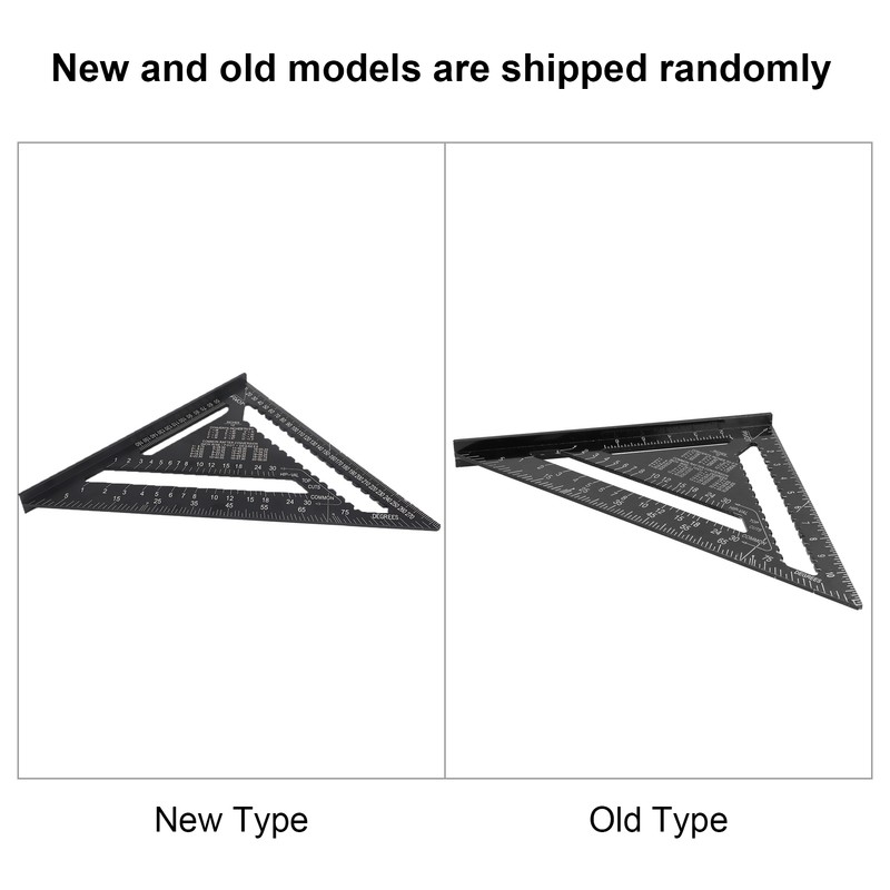 12in Triangle Ruler Aluminum Alloy Woodworking Carpentry Measuring Tools Black