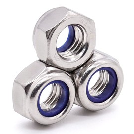 Glvaner M6-1.0 Thread Size (50 pcs) Stainless Steel Hex Locknuts Lock Nuts Hexagon Locknuts 304 Stainless Steel Full Thread