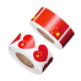 Ciieeo 6rolls Heart-Shaped Chinese Flag Decorative Decals for National Day Celebrations Heart Stickers for Crafting Party Festive Use