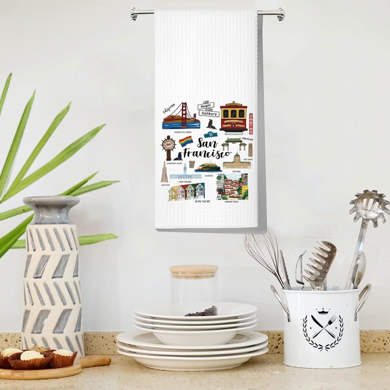 LEVLO San Francisco Kitchen Towel San Francisco Souvenir Gift San