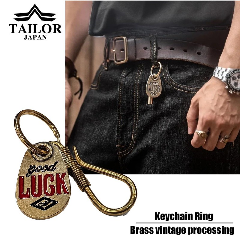 [TAILOR JAPAN] GOOD LUCK AMERICAN VINTAGE KEYCHAIN KEY RING BRASS,