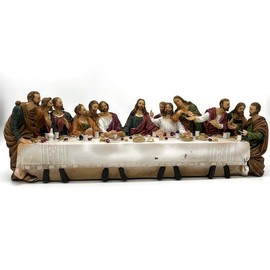 Last Supper Religious Figurine 15" Jesus Resin Home Decor 13 Apostles Jesus
