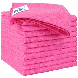 HOMEXCEL Pink Microfiber Cleaning Cloths 12 Pack, 12.5 x 12.5 inch Microfiber Towel for Cars, Ultra Absorbent Car Washing Cloth, Lint Free Streak Free Cleaning Rags for Car, Kitchen, and Window