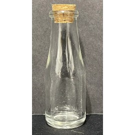 Unbranded Miniature Glass Bottle with Cork Approx 3”  Shape like Milk Bottle