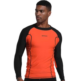 DEMMET Men's surfsuits, Summer Long-Sleeved Swimsuits, Sunscreen UPF 50+ Quick-Drying Swimsuits for Swimming, surf Wetsuit Tops