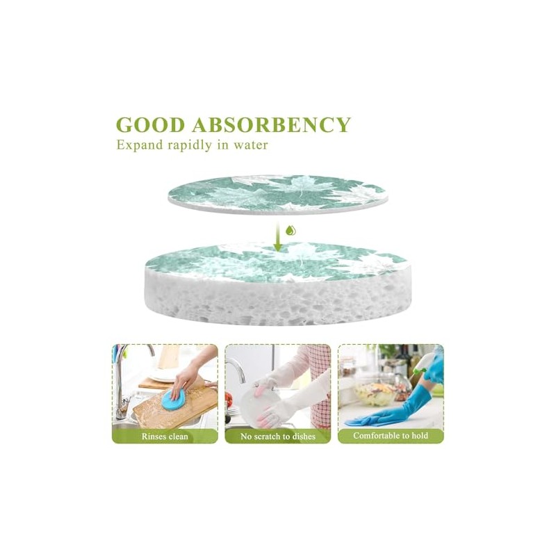 Esponjas de arce de otoño verde y blanco, absorbentes, limpias,