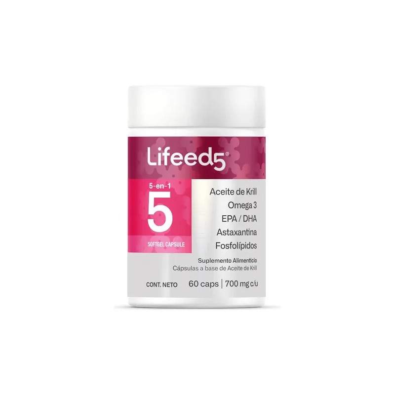 Suplemento Aceite De Krill Omega 3 Lifeed5 60 Cápsulas Sabor