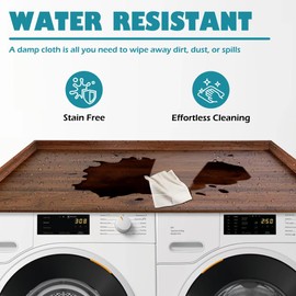 Royxen Laundry Countertop Solid Wood, Countertop for All Front-Loaded Washing Machine and Dryer, Extra Room for Laundry Room, Walnut Color