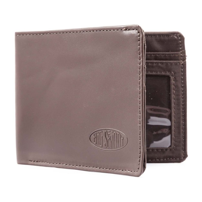 Big Skinny Men's Slimline Leather Bi-Fold Slim Wallet, Holds Up