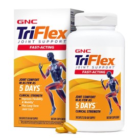 GNC TriFlex Fast-Acting 2.0, Improves Joint Comfort and Stiffness, Clinical Strength Doses of Glucosamine/Chondroitin and Boswellia- Plus Turmeric, 240 Caplets
