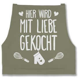 Shirtracer - Apron - Cooking Apron - Adult - Hier wird mit Liebe gekocht, 5 Sage Green