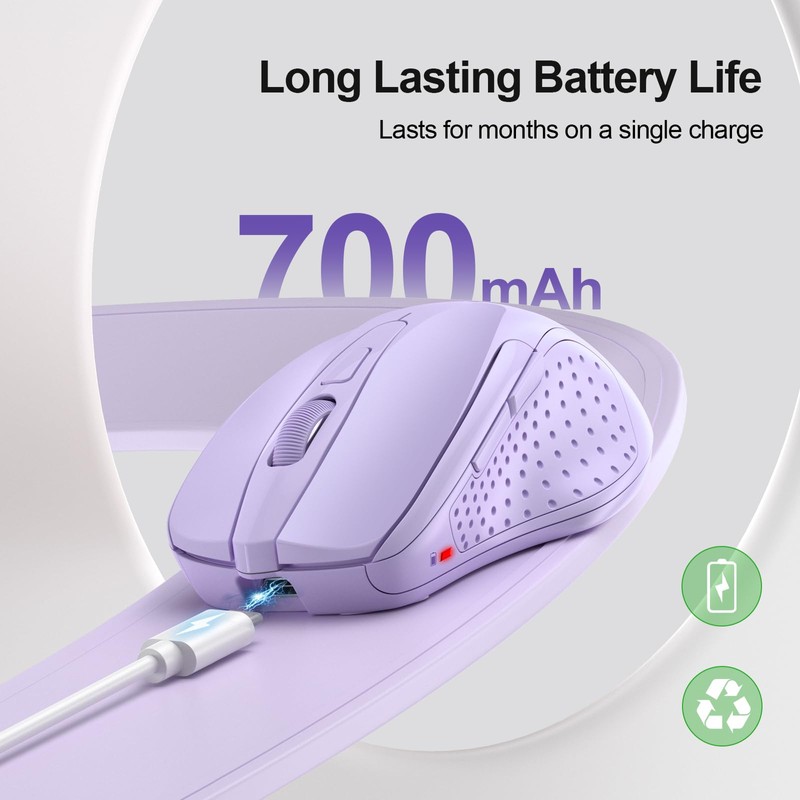 TECKNET Wireless Mouse (BT5.0/3.0 & 2.4G) Rechargeable 4800 DPI Silent