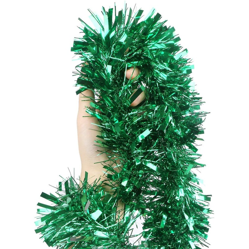 DIYASY 6M Green Christmas Chunky Tinsel Garland Decorations for Christmas
