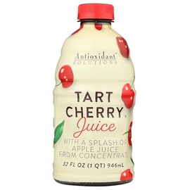 Antioxidant Solutions 100% Juice - Tart Cherry & Apple - No Added Sugar - High in Antioxidants - 32 fl oz Bottles (6-Pack)