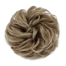 TESS Hairpiece with Elastic Band, 55 g, Curly Hair Scrunchie with Hair, Fawn Brown/Medium Blonde, Large Bun Hairpiece, Synthetic Hair Extension for Women and Girls