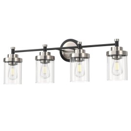 Vonluce 4-Light Black & Brushed Nickel Bathroom Vanity Light Over Mirror (1104)