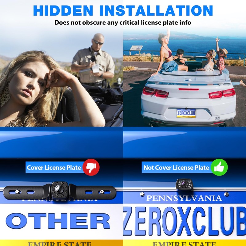 ZEROXCLUB Car Backup Camera 6 Auto LED Lights Night Vision,