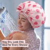 LitBear Luxury Silk Lined Shower Caps for Women Reusable Waterproof,