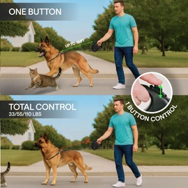 Retractable Dog Leash for Large Dogs up to 110 lbs – 17ft Long Hands Free Lead for Dogs – Reflective Heavy Duty Puppy Leash and Waist Dog Leashes for Training, Running, Outside – Correa para Perros