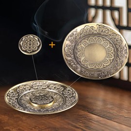 Incense Stick Holder, Incense Burner Plate Incense Stick Holder, Brass Lotus Holder for Yoga Tea House, with 9-Hole Socket Incense Holder Incense Cones or Home Decoration Accessories