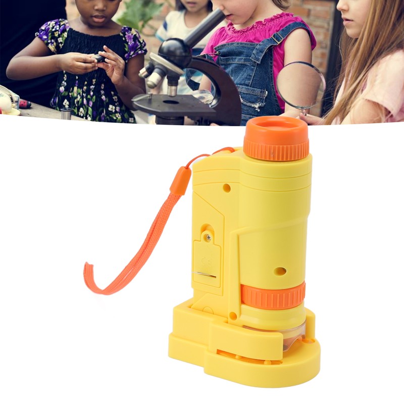 Handheld Microscope Yellow Comfortable Square Handle LED Light Pocket Microscope