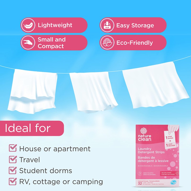 Nature Clean - Tiras de detergente para lavandería (67 g)