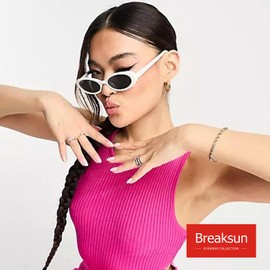 Breaksun Retro Oval Sunglasses for Women Men Fashion Small Oval Sunglasses 90s Vintage Shades, White/Grey, MM