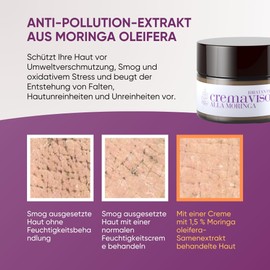 RedMoringa Anti-Falten-Gesichtscreme mit Hyaluronsäure, Moringa und Ceramiden für Damen und Herren, Anti-Age und Anti-Verschmutzung, für Mischhaut – 99% natürlich – 50 ml – Made in Italy