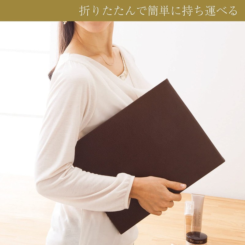 コモライフ 折立鏡ミラー 角度調整調節可能 卓上 鏡 A4 サイズ ミラー ヘアメイク ヘアアレンジ