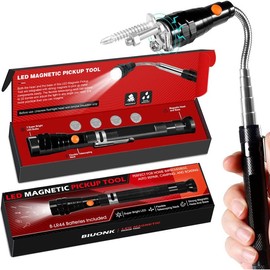 Best Christmas gift—LED Magnetic Pickup Tool with Extendable Neck, Telescoping Pick Up Magnet Stick Cool Gadget with LED Lights Gifts for Men high lumens - Color: LED-PICKUP-TOOL