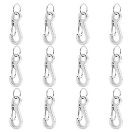 CooBigo 12 Sets Small Carabiner Clip Metal Spring Snap Hooks 1 inch Mini Paracord Hanging Clips for Camera Strap, Flashlight, Key Chain(Silver, Long 25mm)