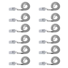 Plume'CHJ Emergency Plastic Whistles with Lanyard, Loud Crisp Sound, 12 Packs Plastic Whistles Ideal for Lifeguard, Self-Defense and Emergency (12-Grey)