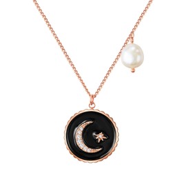 Valero Pearls 32018613 Women's Necklace Stainless Steel Freshwater Pearl, Stainless Steel, Crystal