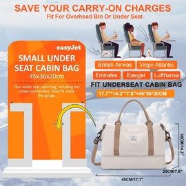 HPLQQ Weekender Travel Bag Women's Sports Bag Ryanair & Easyjet Hand Luggage Bag Hospital Bag Travel Duffle Bag Swimming Bag Training Bag with Shoe Compartment for Aeroplane Travel, B10-beige brown