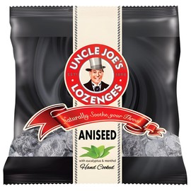 Uncle Joe's Aniseed Lozenges 70g Bag (2.47 Oz) | English Eucalyptus & Anise Throat Lozenges | Menthol Cough Drops | Traditional British Hard Candy | Natural Flavors & Colors, Soothing Relief