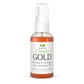 Isabella's Clearly GOLD, Aceite Bronceador 100% Natural | Aceite Corporal Hidratante Acelerador del Bronceado para un Brillo Bronceado Sano con Oliva, Semilla de Zanahoria y Coco | Hecho en USA, 60 ml